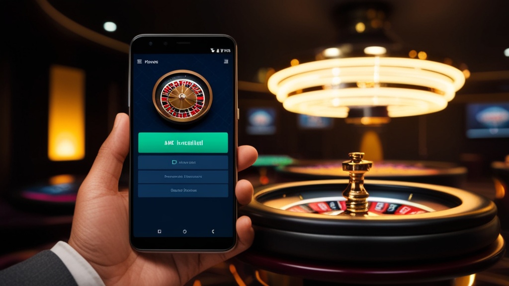 Telefon z instalacją APK w ciemnym klimacie kasyna